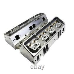 SBC Small Block Chevy GM Straight Plug Aluminum Cylinder Head Set 64cc 2.02/1.60