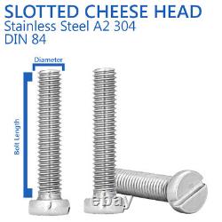 SLOTTED CHEESE HEAD MACHINE SCREWS STAINLESS STEEL DIN 84 M10 10mm