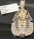 Solid 10k Gold Pharaoh Head Pendant 1.29 Ct Genuine Diamond Egyptian Charm Real
