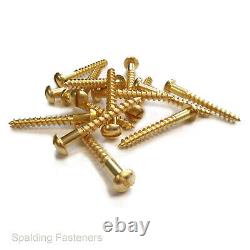 SOLID BRASS SLOTTED ROUND DOME HEAD WOOD SCREWS 2g 3g 4g 6g 8g 10g 12g BS1210