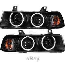 Scheinwerfer Set für BMW E36 Coupe Cabrio CCFL Angel Eyes H1 H3 klar schwarz