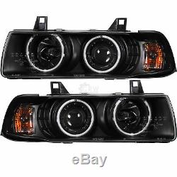 Scheinwerfer Set für BMW E36 Coupe Cabrio CCFL Angel Eyes H1 H3 klar schwarz