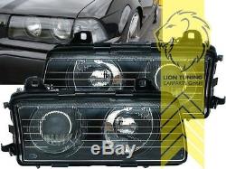 Scheinwerfer für BMW E36 Limo Touring Coupe Cabrio mit DE Linse schwarz