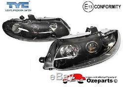 Set Pair LH+RH Head Light Black Projector Type For Holden Commodore VT 9700
