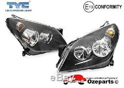 Set / Pair LH+RH Head Light Front Lamp Black For Holden Astra AH Series 0410
