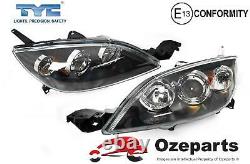 Set / Pair LH+RH Head Light Lamp Black For Mazda 3 BK 20032009 5 Door HATCH