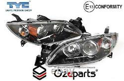 Set Pair LH+RH Head Light Lamp (Black) For Mazda 3 BK 4 Door SEDAN 20032009