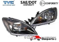 Set / Pair LH+RH Head Light Lamp Black For Mitsubishi Lancer CH VRX 20032008