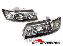 Set Pair LH+RH Head Light Lamp Halogen Black For Holden Commodore VZ SV6 0407