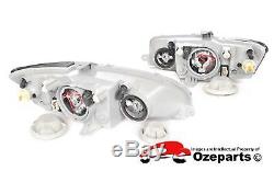 Set Pair LH+RH Head Light Lamp Halogen Black For Holden Commodore VZ SV6 0407