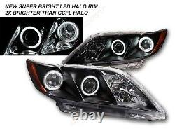 Set of Pair Black LED Halo Headlights for 2007-2009 Toyota Camry CE LE SE XLE