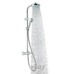 Shower Kit Twin Head 3-Spray Pattern Contemporary White Riser Rail Length-1090mm