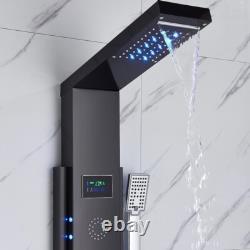 Shower Panel Column Tower LED Stainless Steel Mixer Tap Rain Massage Body Jets