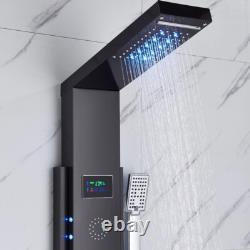 Shower Panel Column Tower LED Stainless Steel Mixer Tap Rain Massage Body Jets