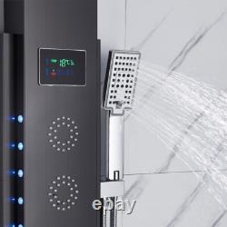 Shower Panel Column Tower LED Stainless Steel Mixer Tap Rain Massage Body Jets