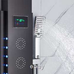 Shower Panel Column Tower LED Stainless Steel Mixer Tap Rain Massage Body Jets