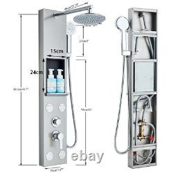 Shower Panel Column Tower Stainless Steel Mixer Tap Rainfall Massage Body Jets