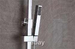 Shower Set Bathroom Thermostatic Mixer Square Twin Head Exposed Valve UK Cheap