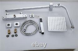 Shower Set Bathroom Thermostatic Mixer Square Twin Head Exposed Valve UK Cheap