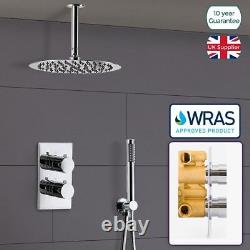 Slim 2 Dial 2 Way Concealed Shower Mixer Valve Round Ceiling Head Wras Approved