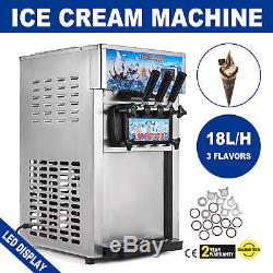 Soft Serve Ice Cream Machine 3 Head 18L/H Ice Cream Making Machine Commercial