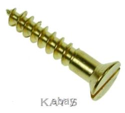 Solid Brass Slotted Countersunk Wood Screws All Gauges & Sizes 2,3,4,6,8,10,12