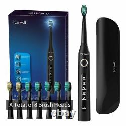 Sonic Electric Toothbrush Fairywill USB Rechargeable 8 Heads Travel Case Timer