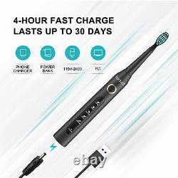 Sonic Electric Toothbrush Fairywill USB Rechargeable 8 Heads Travel Case Timer