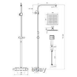 Square Black Thermostatic Dual Control Twin Head Shower Mixer Ultra Thin + Kit