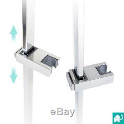 Square Exposed Twin Head Thermostatic Shower Mixer Chrome Bathroom Bath Unit