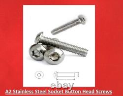 Stainless Steel Socket Allen Button Head Screws Bolts A2 M3 M4 M5 M6 M8 M10