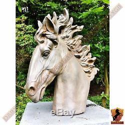 Stallion Head Bust Sculpture Horse Statue Garden Outdoor Ornament Bronze Black