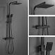Thermostatic Bar Shower Mixer Tap Bathroom Exposed Two Head Valve Set Adjustable