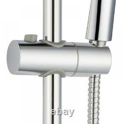 Thermostatic Bath Shower Mixer Tap With Round 3 Way Shower Rigid Riser Rail Kit