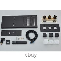 Thermostatic Black Concealed Bathroom Shower Set Rain Waterfall Head Mixer Tap