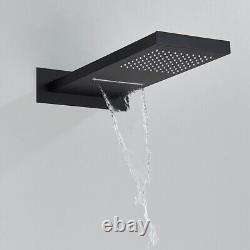 Thermostatic Black Concealed Bathroom Shower Set Rain Waterfall Head Mixer Tap