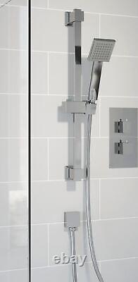 Thermostatic Concealed Square Shower Bath Filler Adjustable Head Chrome