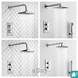 Thermostatic Concealed Square or Round Mixer Shower Head Chrome Valve Set