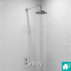 Thermostatic Concealed Square or Round Mixer Shower Head Chrome Valve Set