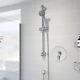 Thermostatic Concentric Concealed Shower Round Adjustable Head Riser Rail Chrome