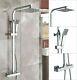 Thermostatic Exposed Shower Mixer Bathroom Twin Head 300mm Square Bar Set Chrome