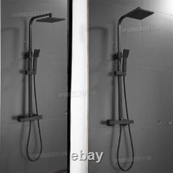 Thermostatic Exposed Shower Mixer Bathroom Twin Head Large Square Bar Set Black