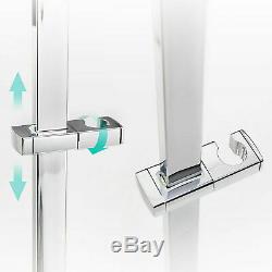 Thermostatic Shower Mixer Square Chrome Bathroom Conceal Twin Head Valve Set 02