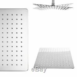 Thermostatic Shower Mixer Square Chrome Bathroom Concealed Twin Head Valve Set