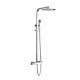 Thermostatic Shower Mixer Square Chrome Bathroom Exposed Twin Head Valve Set