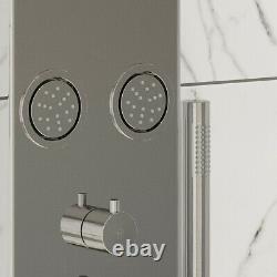 Thermostatic Shower Panel Column Tower 4 Body Jets Twin Head Bathroom Shower