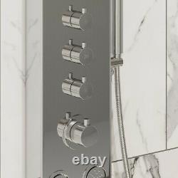 Thermostatic Shower Panel Column Tower 4 Body Jets Twin Head Bathroom Shower