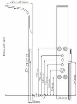 Thermostatic Shower Panel Column Tower 4 Body Jets Twin Head Bathroom Shower