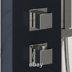 Thermostatic Shower Panel Column Tower Body Jets Twin Head Bathroom Shower Black