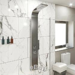 Thermostatic Shower Panel Column Tower Body Jets Twin Head Bathroom Silver